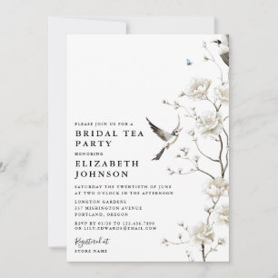 Elegant Chinoiserie Floral Bridal Shower Tea Party Invitation