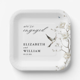 Elegant Chinoiserie Floral Garden Engagement Party Paper Plates
