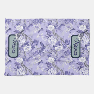 Elegant Chinoiserie Floral Lilac Kitchen Towel