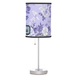 Elegant Chinoiserie Floral Lilac Table Lamp