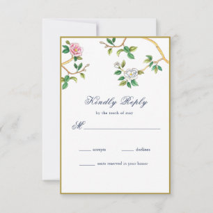 Elegant Chinoiserie Floral RSVP Card