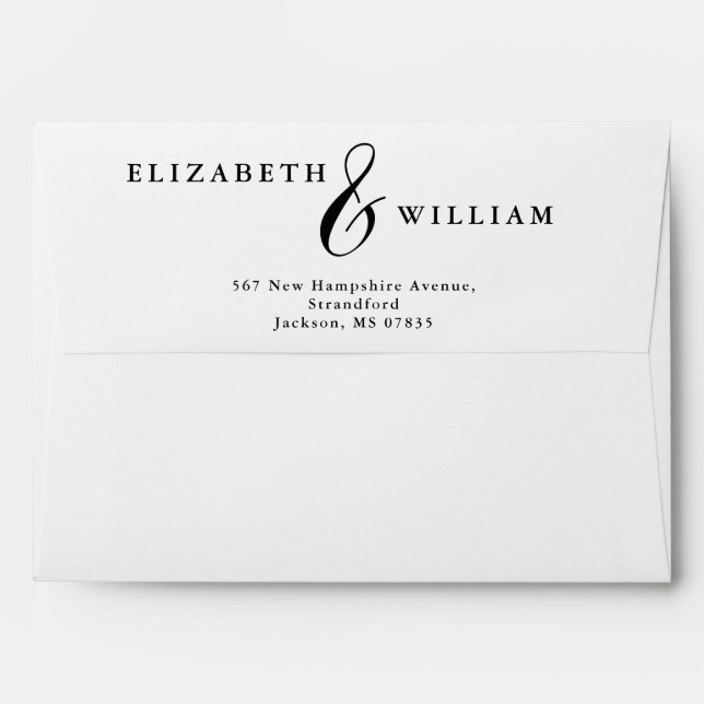 Elegant Chinoiserie Floral Wedding Return Address Envelope (Back (Top Flap))