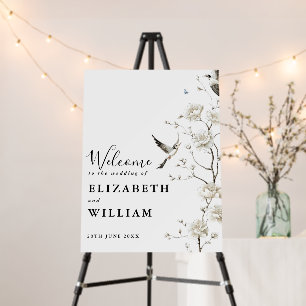 Elegant Chinoiserie Floral Wedding Welcome Sign