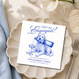 Elegant Chinoiserie Golden Doodle Engagement Napkins