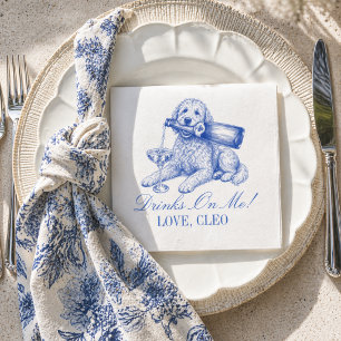 Elegant Chinoiserie Golden Doodle Wedding Napkins