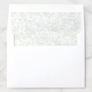 Elegant Chinoiserie Green Floral Wedding Envelope Liner