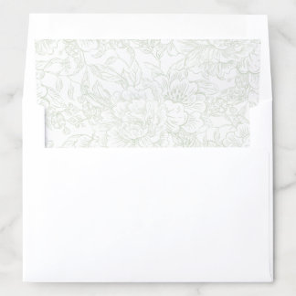 Elegant Chinoiserie Green Floral Wedding Envelope Liner