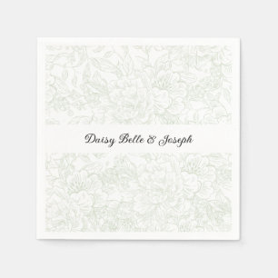 Elegant Chinoiserie Green Floral Wedding Napkins