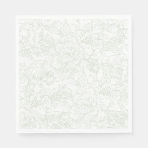 Elegant Chinoiserie Green Floral Wedding Napkins