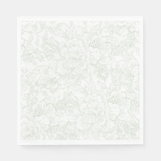 Elegant Chinoiserie Green Floral Wedding Napkins