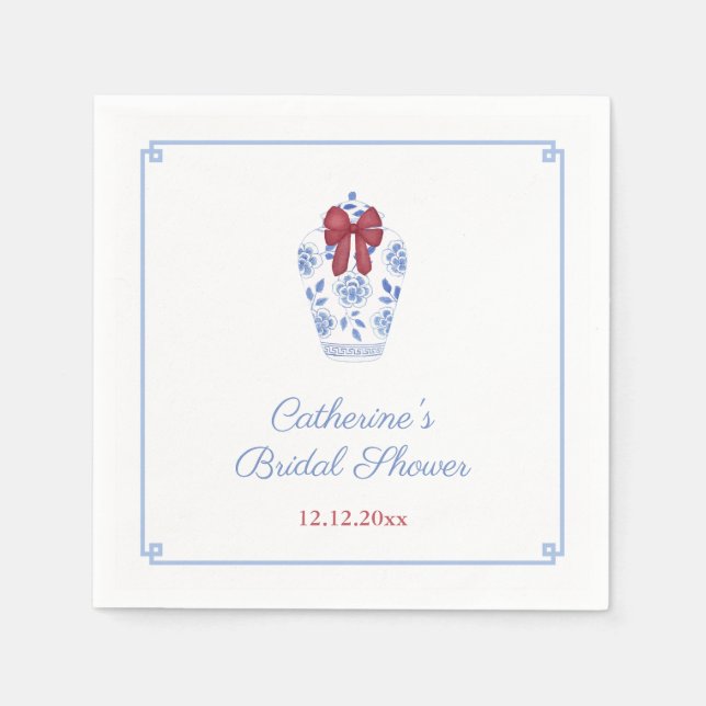 Elegant Chinoiserie Holidays Bridal Shower Party Napkins (Front)