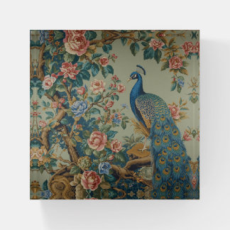 Elegant Chinoiserie Peacock Paperweight