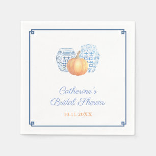 Elegant Chinoiserie Pumpkin Bridal Shower Party Napkins