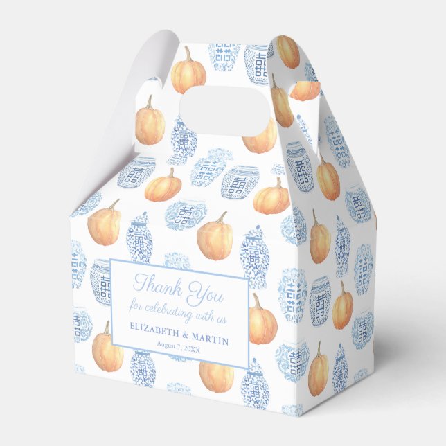 Elegant Chinoiserie Pumpkins Fall Wedding Shower  Favor Boxes (Front Side)