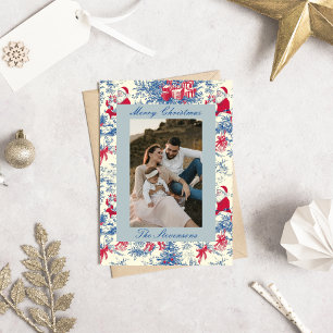 Elegant Chinoiserie Toile De Jouy Photo Christmas Holiday Card