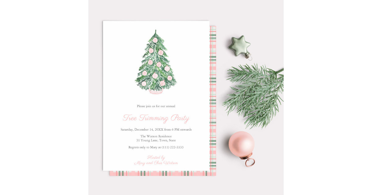 Elegant Chinoiserie Tree Trimming Christmas Party Invitation Zazzle