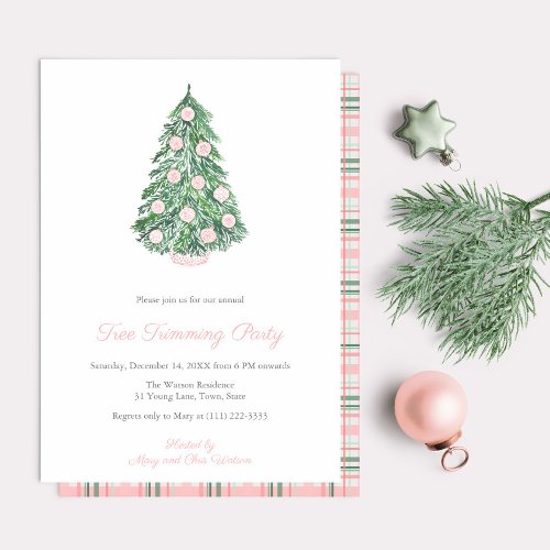 Elegant Chinoiserie Tree Trimming Christmas Party Invitation