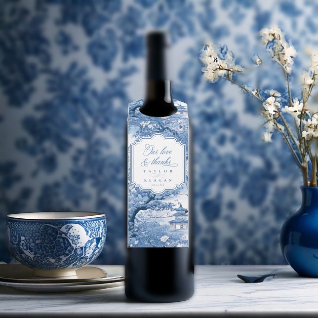 Elegant Chinoiserie Wedding Thanks ID1094 Bottle Hanger Tag (Creator Uploaded)