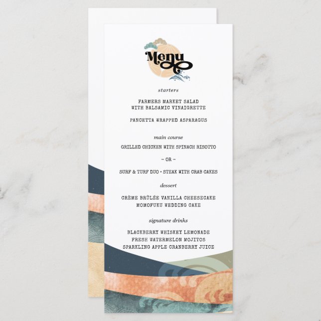 Elegant Chinoiseries Asian Wedding Menu (Front/Back)