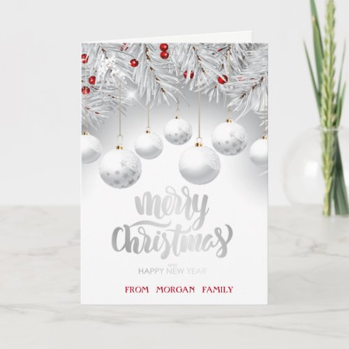 Elegant Chis Christmas BallWhite  Holiday Card