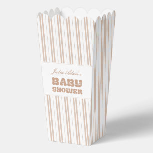Elegant Choco Brown Striped Pattern Baby Shower Favor Boxes