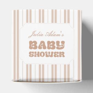 Elegant Choco Brown Striped Pattern Baby Shower Favor Boxes