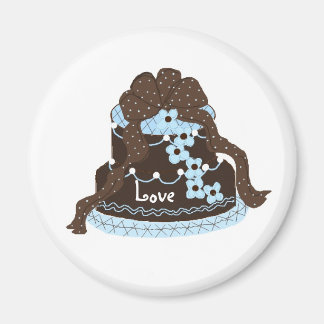 Elegant Chocolate and Blue Cake Magnet