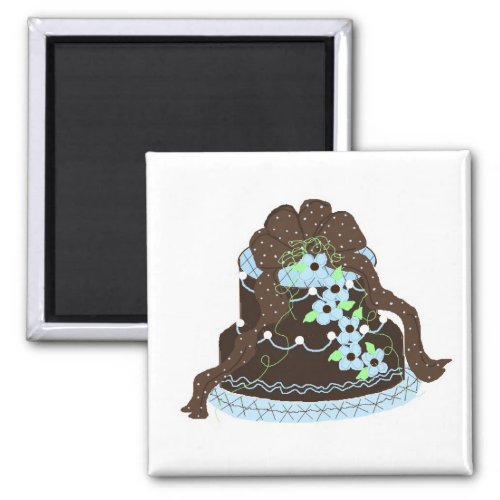 Elegant Chocolate and Blue Cake Magnet