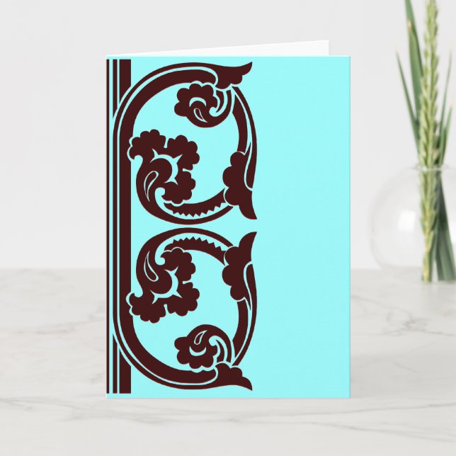 Elegant Chocolate and Teal Gothic Blank Art Cards (Front)