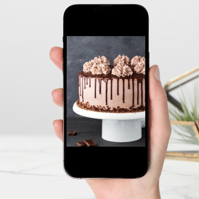 Elegant Chocolate Birthday Cake Card (Front Digital)