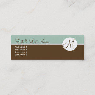 Elegant Chocolate & Blue Monogram Profile Card