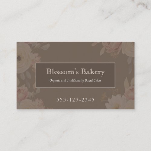 Elegant Chocolate Brown Floral Bakery Business Card