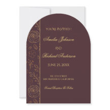 Elegant Chocolate Brown Gold Floral Arch Wedding