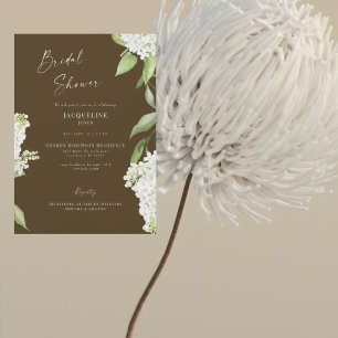 Elegant Chocolate Brown Hydrangea Bridal Shower Invitation