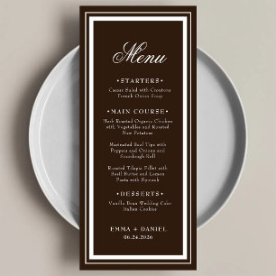 Elegant Chocolate Brown Luxury Wedding Menu