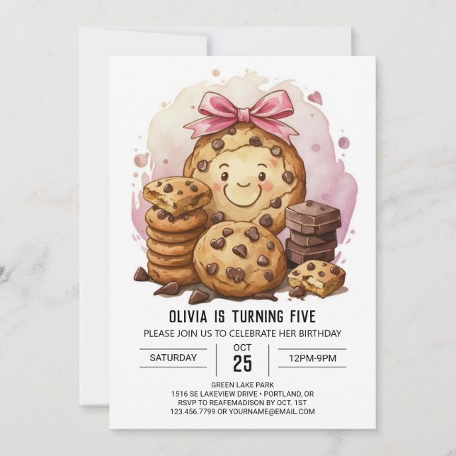 Elegant Chocolate Chic Cookies Birthday Invitation (Front)