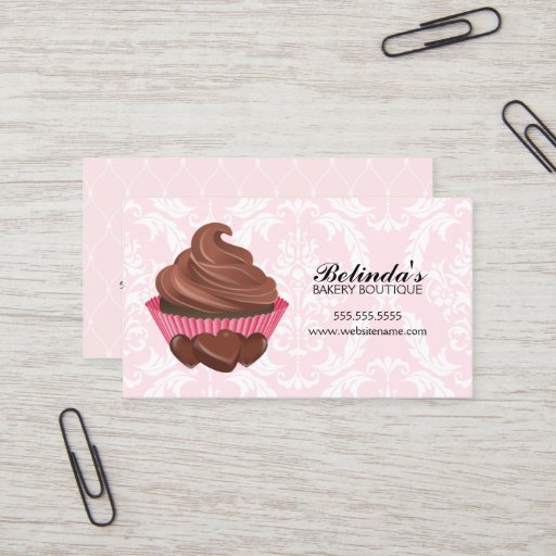 Customizable Elegant Chocolate Cupcake Bakery  Business Cards