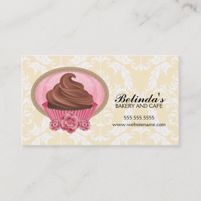Elegant Chocolate Cupcake Bakery  Business Cards (Front)