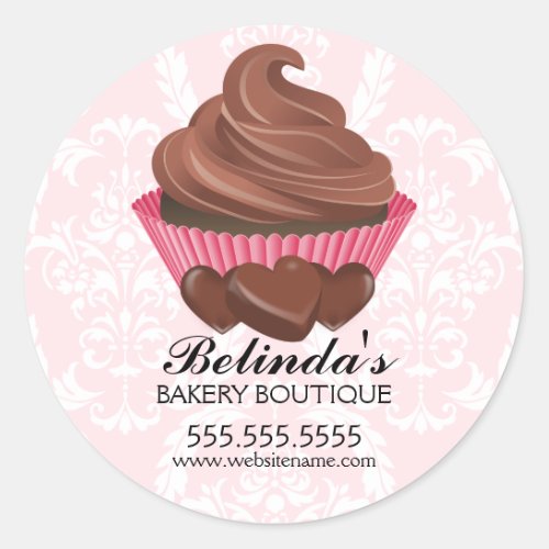 Elegant Chocolate Cupcake Bakery Stickers