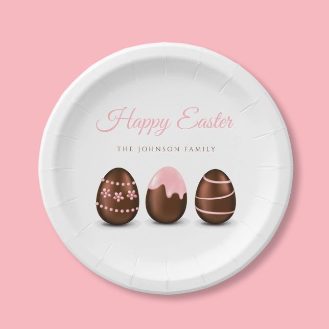 Elegant Chocolate Eggs Happy Easter Paper Plates (Elegant Chocolate Eggs Happy Easter Paper Plates)