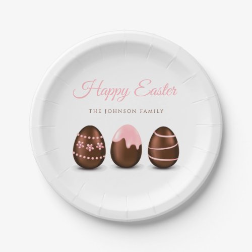 Elegant Chocolate Eggs Happy Easter Paper Plates