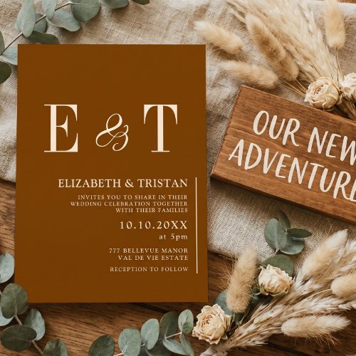 Elegant Chocolate Minimalist Wedding Invitation