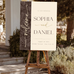 Elegant Chocolate Mocha Wedding Welcome Sign