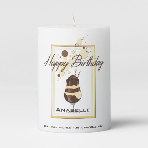 Elegant Chocolate Vanilla Drink Birthday Pillar Candle