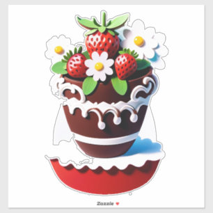 Elegant Chocolate Vase Bouquet With Strawberries Sticker