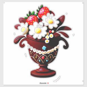 Elegant Chocolate Vase Bouquet With Strawberries Sticker