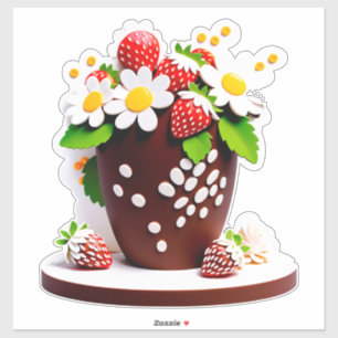 Elegant Chocolate Vase Bouquet With Strawberries Sticker