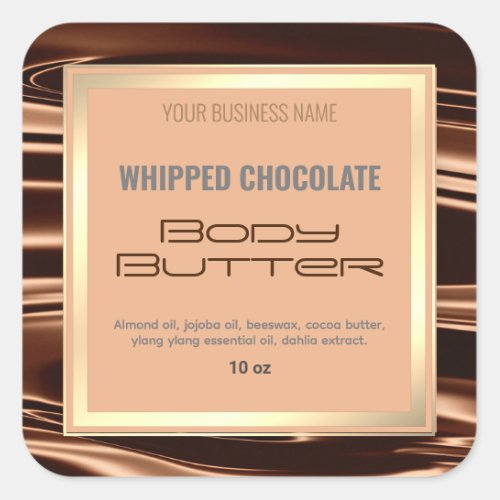 Elegant Chocolate Waves Gold Frame Product Label