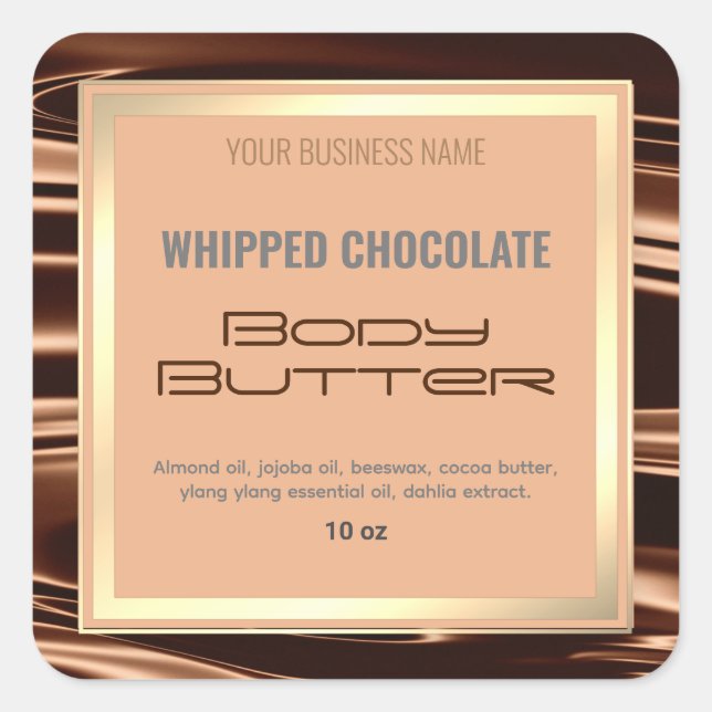 Elegant Chocolate Waves Gold Frame Product Label (Front)