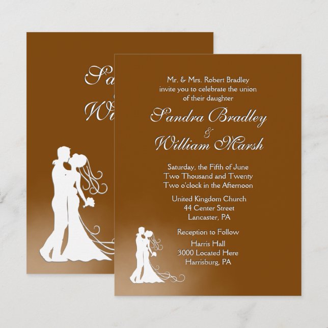 Elegant Chocolate Wedding Invitation (Front/Back)